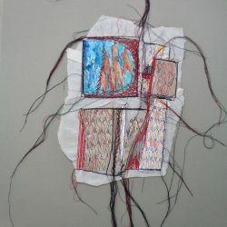 encre, pastel, divers papiers cousus (2021-24)